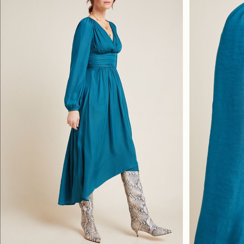 Anthropologie Teal High Low Dress - Picture 3 of 15